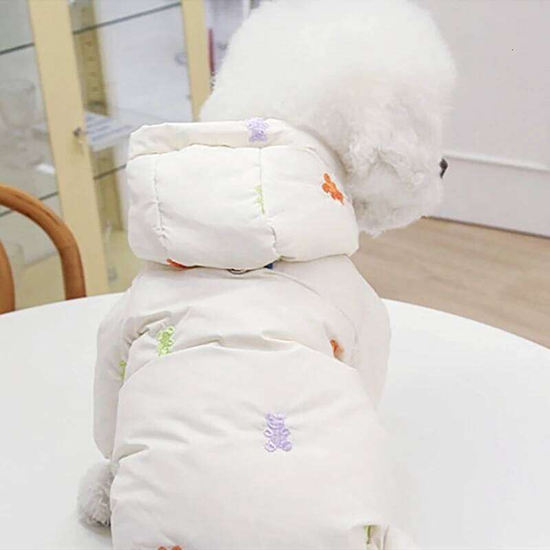 Full Printed Bear Dog Clothes Pet Four Legged Cotton Coat Teddy Warm Winter Outfit Schnauzer Down Puppy Sweet Jacket XJ251225