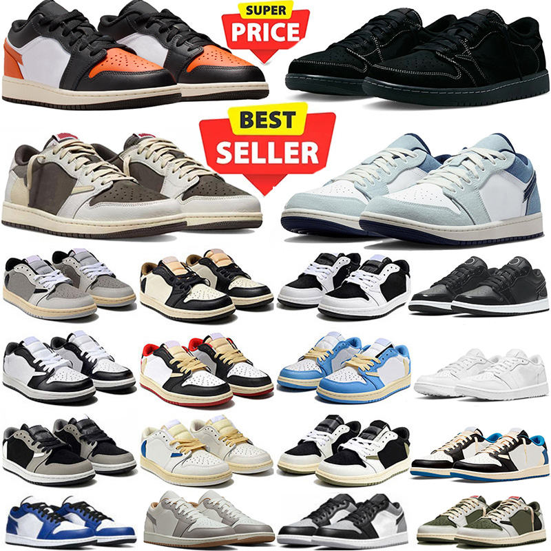 Designer 1s Low Basketball Shoes 1 Sneakers Black Phantom Dark Mocha University Blue Fearless Leather Breathable Outdoor Mens Women Sports Trainer Eur 36-47