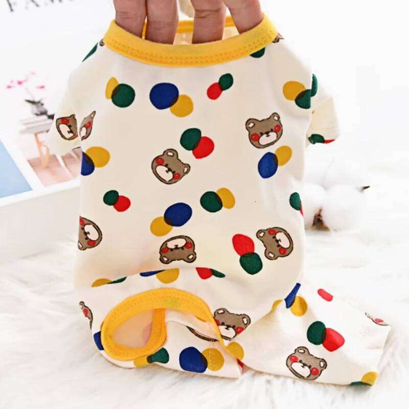 Spring Autumn Thin Clothes for Dogs Pajamas Cute Dot Bear Print Jumpsuit Puppy Coat Chihuahua Bichon Girl Dog Shirts XJ251225
