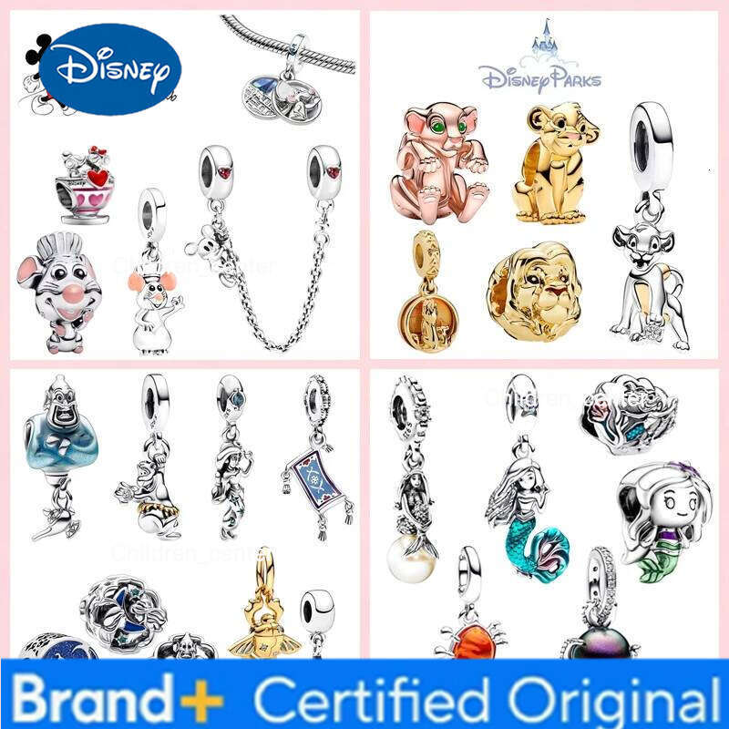 Disney New Charms The Lion King Simba Aladdin Scarab Beetle Mermaid Seashell Beads Fit Original Bracelet DIY Jewelry Gift H260108