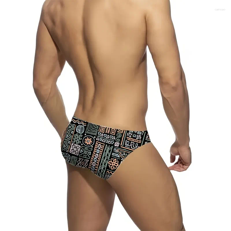 Men's Shorts 2026 Fashion Printed Low-rise Triangular Swimming Trunks Anti-embarrassment Beach Z260313