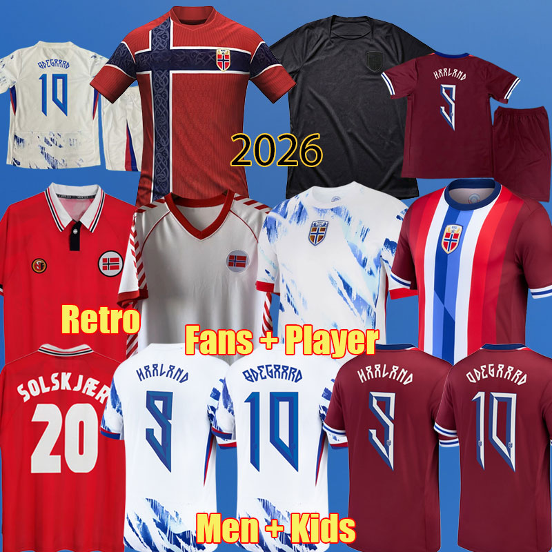 2026 Norway World Cup Soccer Jersey Men Kids Haalands Odegaard STRAND sorloth BERG NUSA 24 25 26 SOLSKJAER 1998 2000 Vintage Norway Retro Football shirt kits
