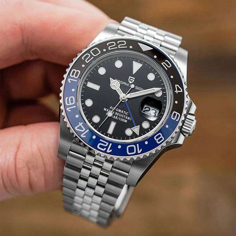 PAGANI DESIGN PD-1662 Luxury GMT Men Mechanical Wrist Sapphire Glass Stainless Steel 100M Waterproof Automatic es 26N0108