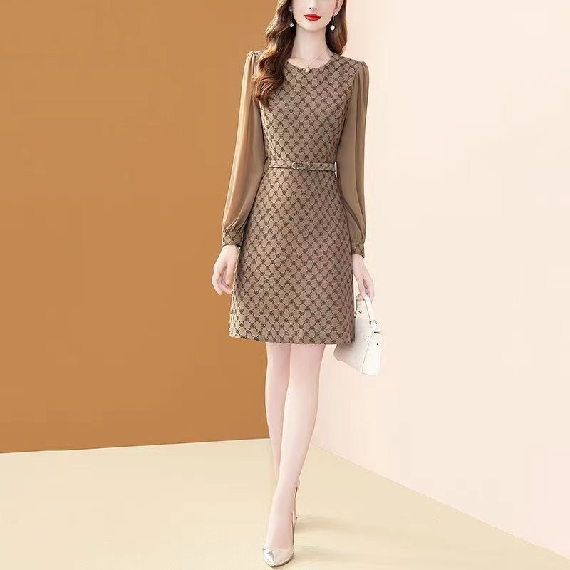 High End Fashion Jacquard Long Sleeved For Women In The Autumn 2026 With A New Temperament Of And Slimming Down Urban Sexy Women's Dress
