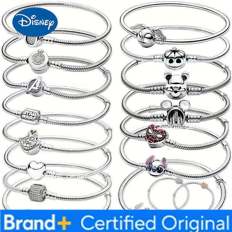 Disney New DIY ,Little Bear,Spider Multiple series Bracelet Fit Asian women Original Sterling Silver Bangle Trinket Jewelry Gift H260108
