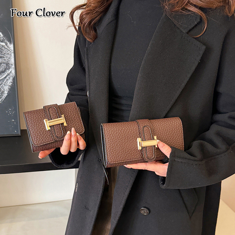 Luxury hand-held wallet, women's long wallet, large-capacity trifold multi-card holder, multifunctional short luxury wallet, fashionable retro me