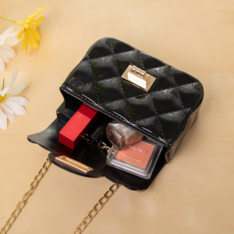Free Shipping 2026 Jelly Quilted Mini Bag, Clear PVC Chain Strap Purse, Tiny Lipstick Size Crossbody Bag for Women