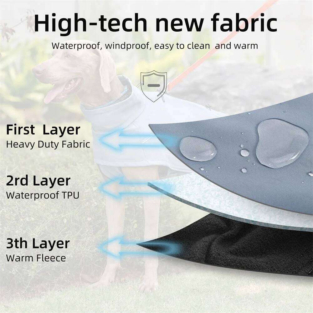 Waterproof Jacket for Large Dogs Flexible Chest Fleece Lining Soft Shell Outdoor Dog Jackets Safety Reflective Pet Clothes Coat XJ251225