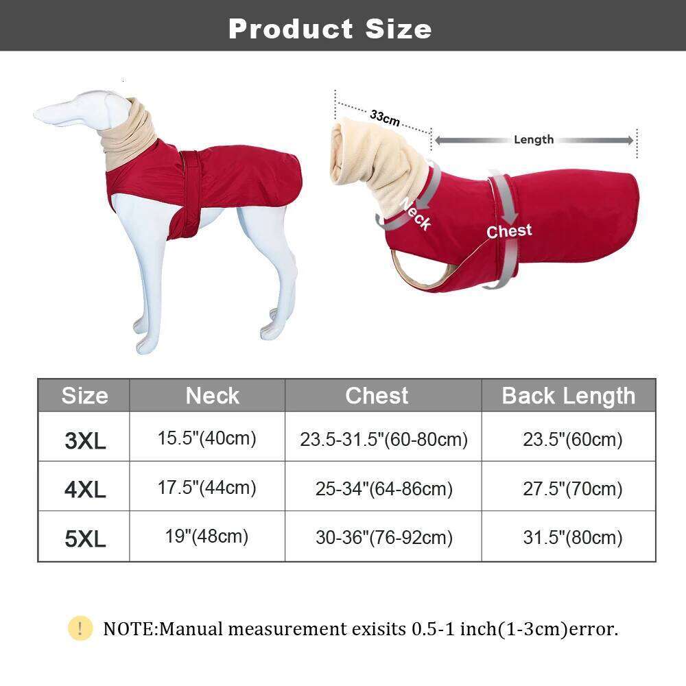 Winter Warm Clothes Waterproof Thick Jacket Clothing Red Black Dog Coat with Leash Hole for Medium Large Dogs Greyhound XJ251225