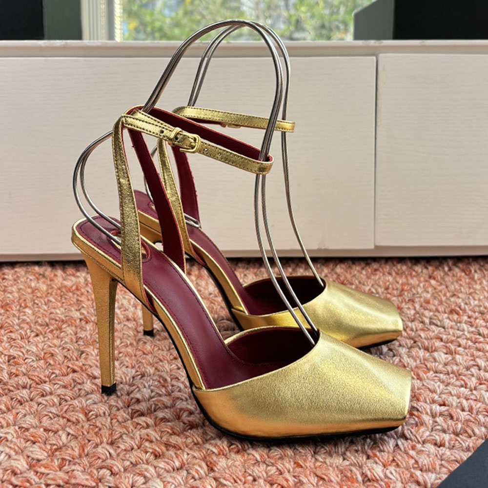 Luxury designer Peep Toes Minimalist Pumps sandals women Patent Leather ankle wrap 11cm stiletto heel sandals Fashion Slingbacks leather ladies dress shoes