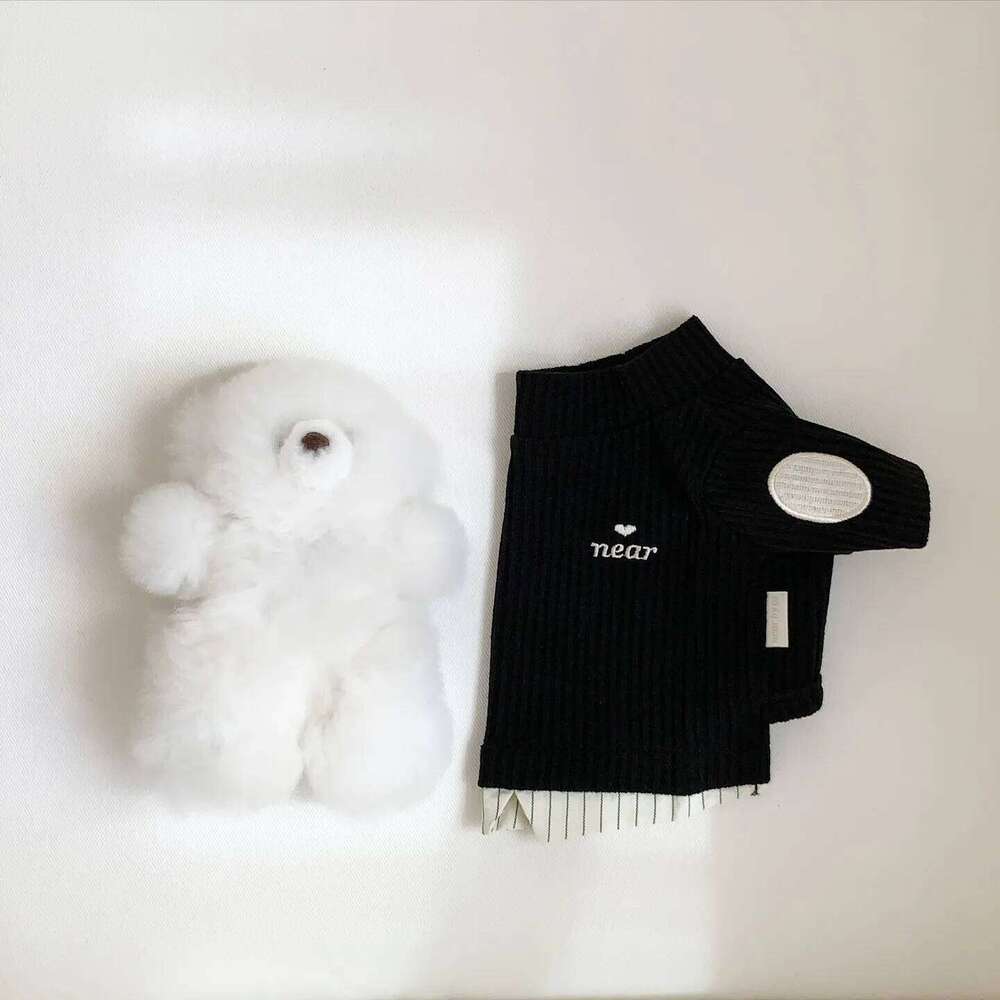 Bichon Frise Knitted Vest Autumn Pet Warmth Clothes Teddy Patchwork Embroidered Faux Two-Piece Bottoming Shirt XJ251225