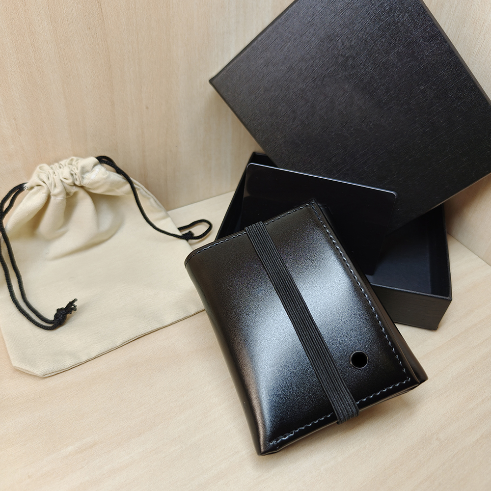 Male Model Credit Wallet Double Folding Cardholder Luxury Brand Wallet Leather Rope Buckle Ultra Thin Business Card Holder Large Capacity (10+) Card Slot Original Box