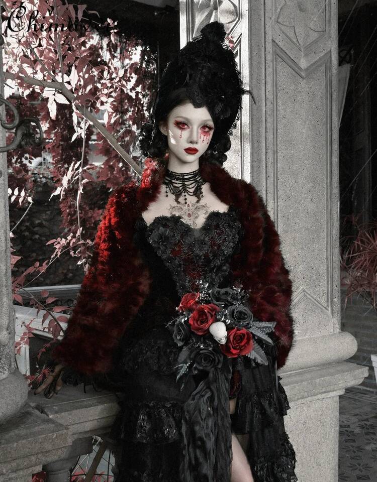 Bestseller Gothic Halloween Warm Fur Cape Autumn and Winter New Punk Style Dark Girl Versatile Cosplay Lolita Cloak Coat for Women ddmytues - view 5
