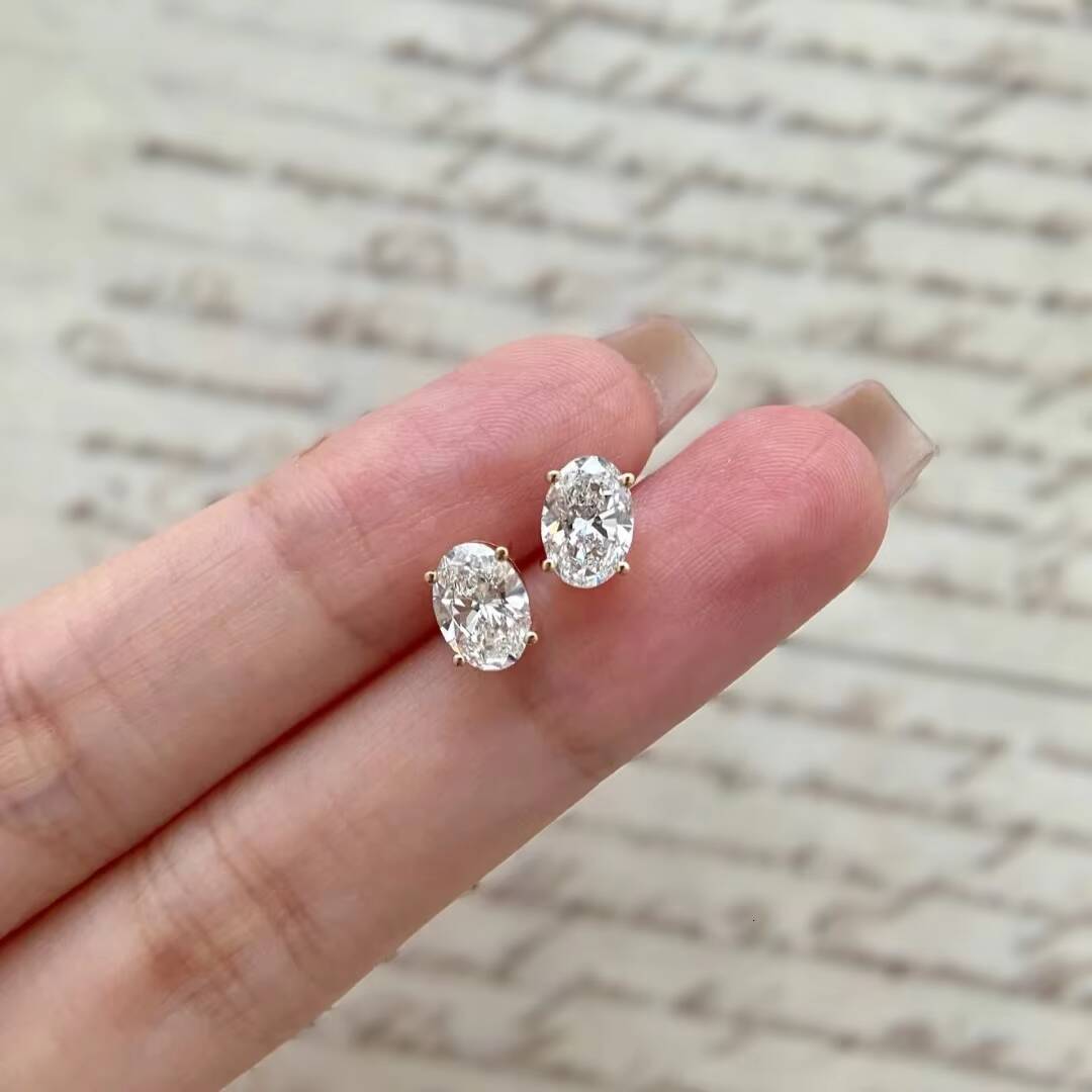 Stars Igi Certified HPHT CVD Vvs1 VS Lab Grown Created Diamond 14k 18k Solid Gold White Gold Push Backs Earrings Studs