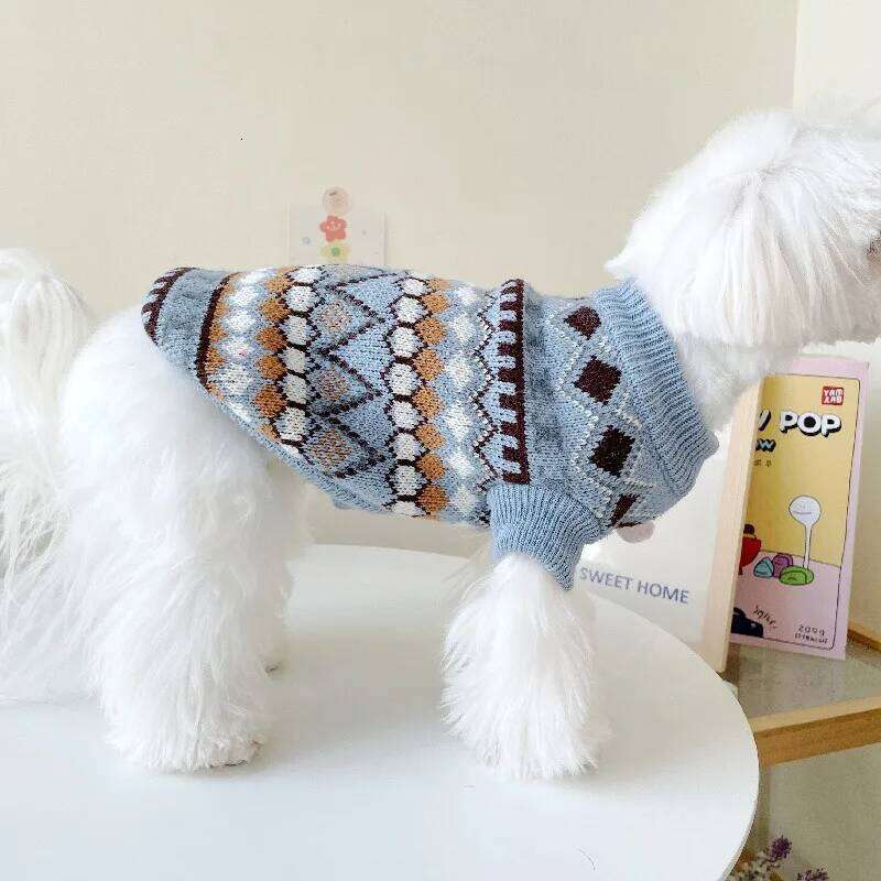Winter Warm Fashion Dog Knitted Cute Print Puppy Costumes Soft Cat Turtleneck Pet Sweater Kitten Clothes XJ251225