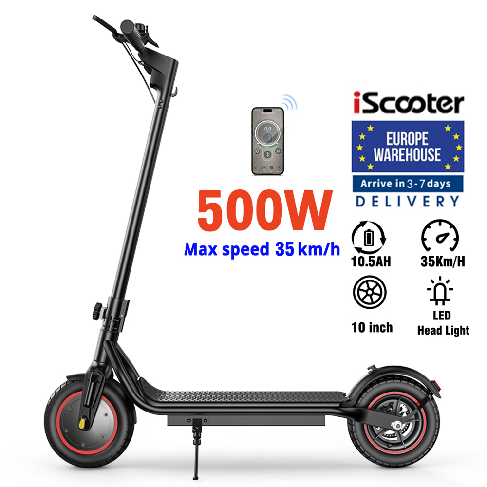 W6 Adult Electric Scooter 500W Motor 35km/h Max Speed 35km Long Range 10.5Ah, 10" Pneumatic Tire, Foldable Urban Commuter E-Scooter with Dual Bra