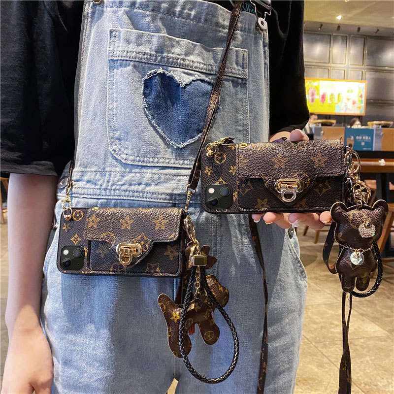 Phone Case For Iphone Presbyopic Card Holder Compatible with Apple 14 Phone Case Trendy Brand iPhone 13 Crossbody 12 Pro Max Lanyard 11 Protective Cov