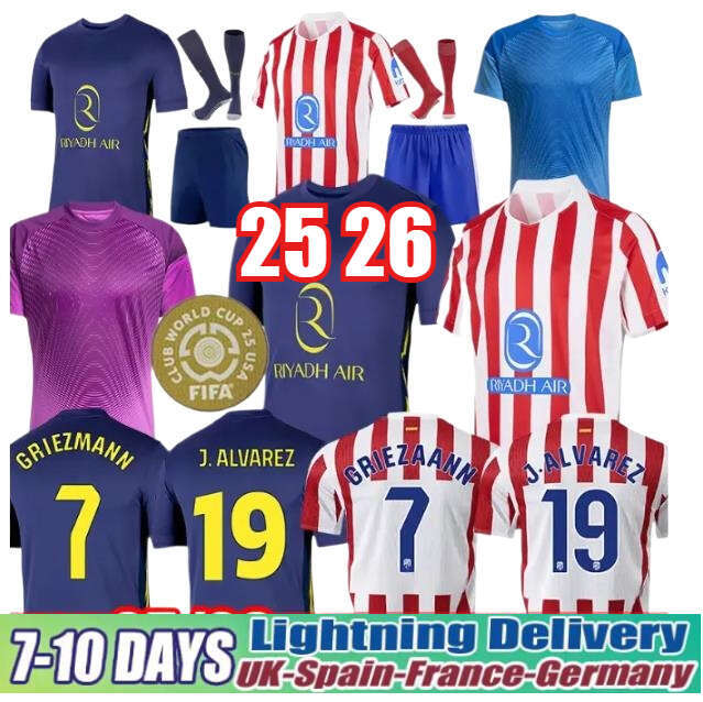 Atleticos de Madrides 25 26 soccer jerseys ALEX B. GRIEZMANN 2025 2026 J.ALVAREZ HANCKO M.LLORENTE KOKE football shirt men kids kit sets uniforms camiseta maillot