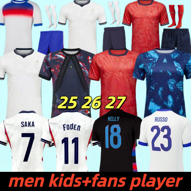 Men Kids 26 27 Soccer Jersey EnglandsShort Sleeve Breathable Football Shirt Customized Name Number BELLINGHAM KANE 25 26 National Team FODEN RASHFORD