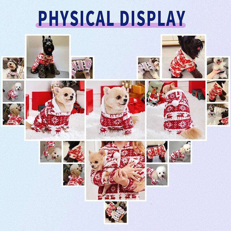 Winter Dog Christmas Jumpsuit Clothes Warm Plush Pet Pajamas for Small Medium Dogs Cats Overalls Puppy York Chihuahua Onesies XJ251225