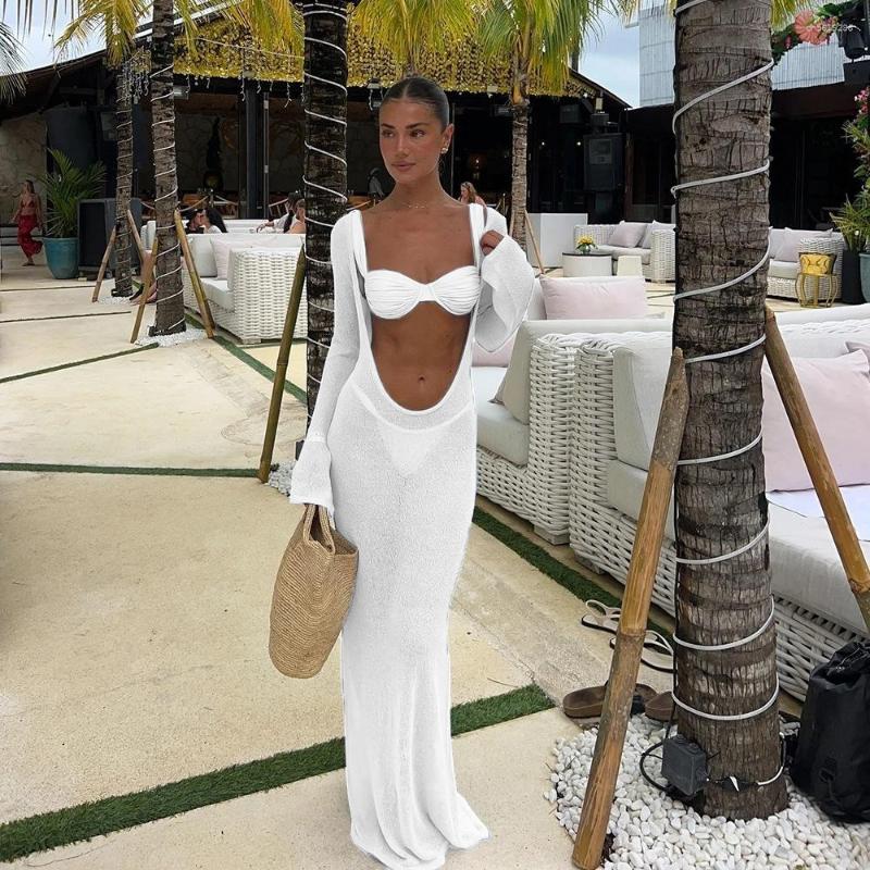 Women's Swimwear Summer Beach Women Blue Bikinis 3pcs Set Fashion Cover Ups Bikini Set Beachwear Bathing Suit Swimming Suits Women Clothing New