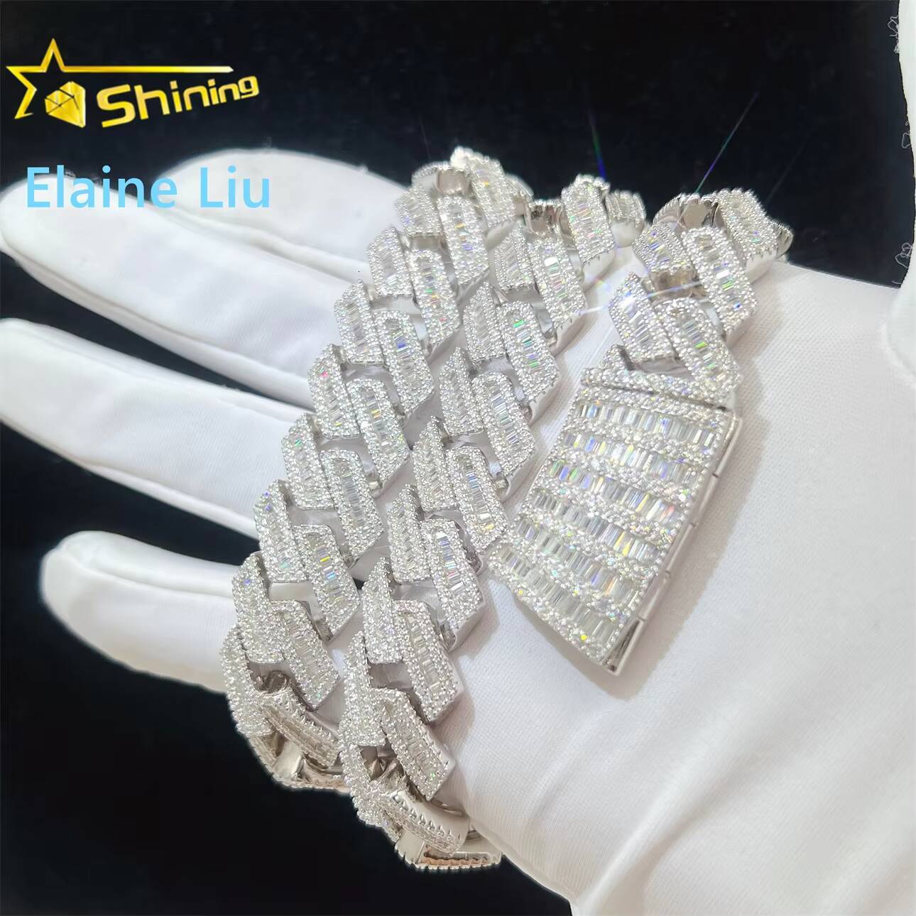 Sterling Silver 925 Pass Diamond Tester VVS Moissanite Necklace 18mm Hip Hop Iced Out Jewelry Miami Cuban Link Chain Necklace