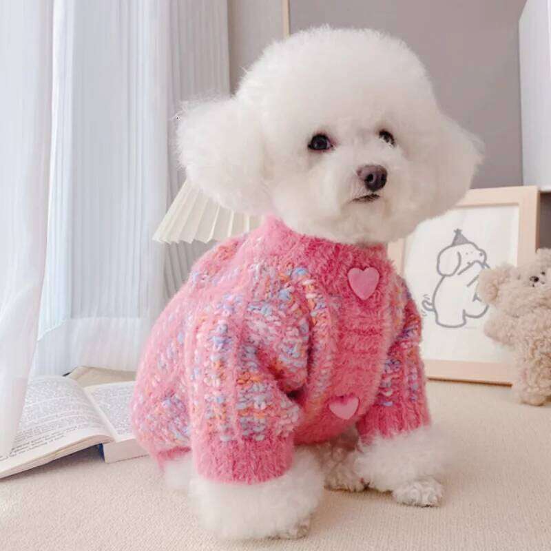 Fashion Solid Cardigan Warm Soft Dog Clothes Winter Puppy Jacket Cute Knitted Cat Sweater Coat Pet Supplies XJ251225