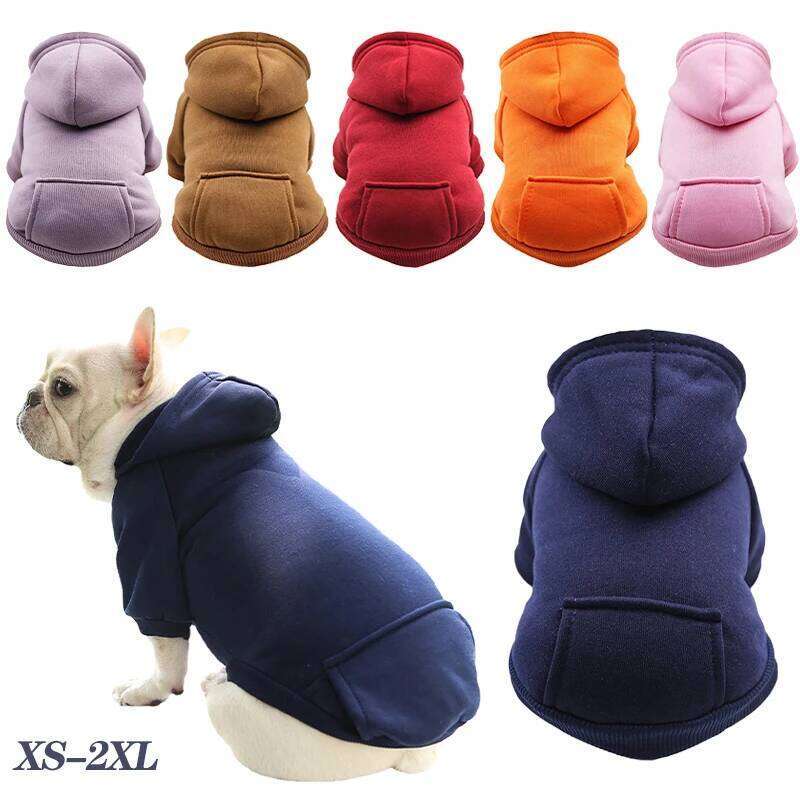 Winter Dog Hoodie Sweatshirts with Pockets Warm Clothes for Small Dogs Chihuahua Coat Puppy Cat Custume French Bulldog XJ251225
