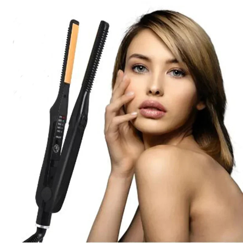 2-in-1 Mini Hair Straightener Curling Iron Professional Ceramic Short Flat Iron for Women Men Beard Straightener 260104