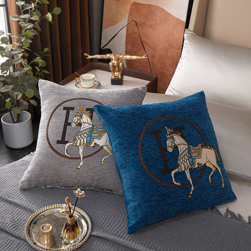 Business Gift Souvenir Chenille Large Horse Waist Pillow 45x45 Size Bedside Cushion