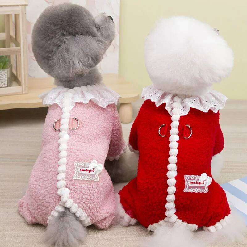 Sweet Pet Dog Clothes Fleece Pajamas Romper Winter Jumpsuit For Small Dogs Shih Tzu Dachshund Puppy All-In-One Bodysuit Overalls XJ251225
