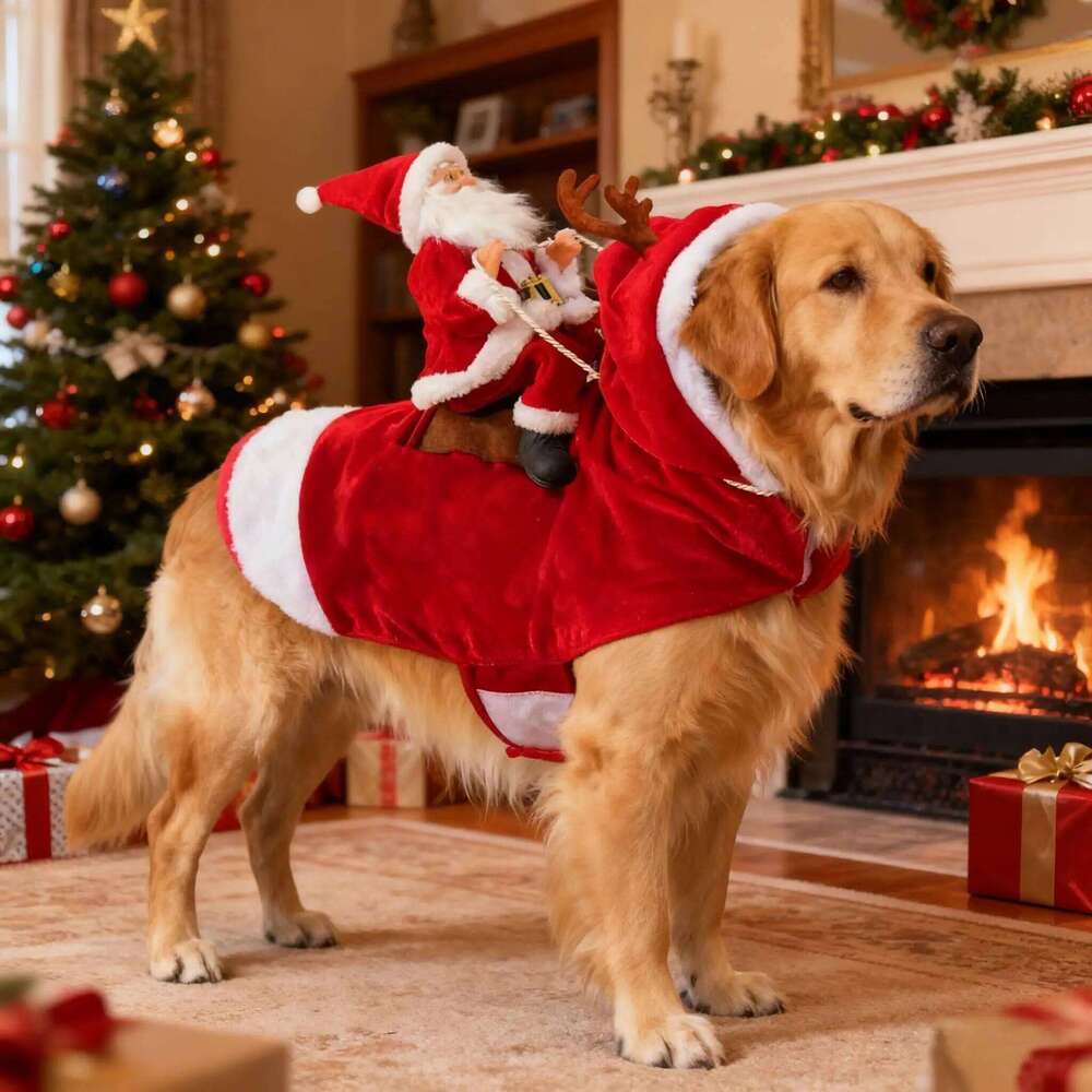 Ultimate Christmas Gift Funny Riding Dog Costume Festive Pet Outfit for Photography Reindeer Style Santa Suit with S-3XL XJ251225