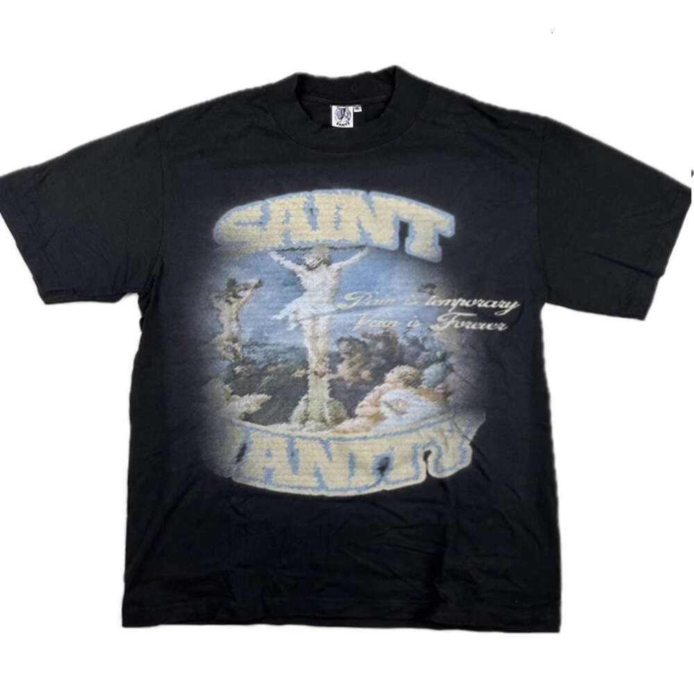 Saint Vanity Printed T-Shirt 2026 New Loose High Street Graffiti Y2k Crewneck Sweatershirt Trendy Oversized Paris Saint Vintage Tee Graphic-Gothic Washed Tops 92F