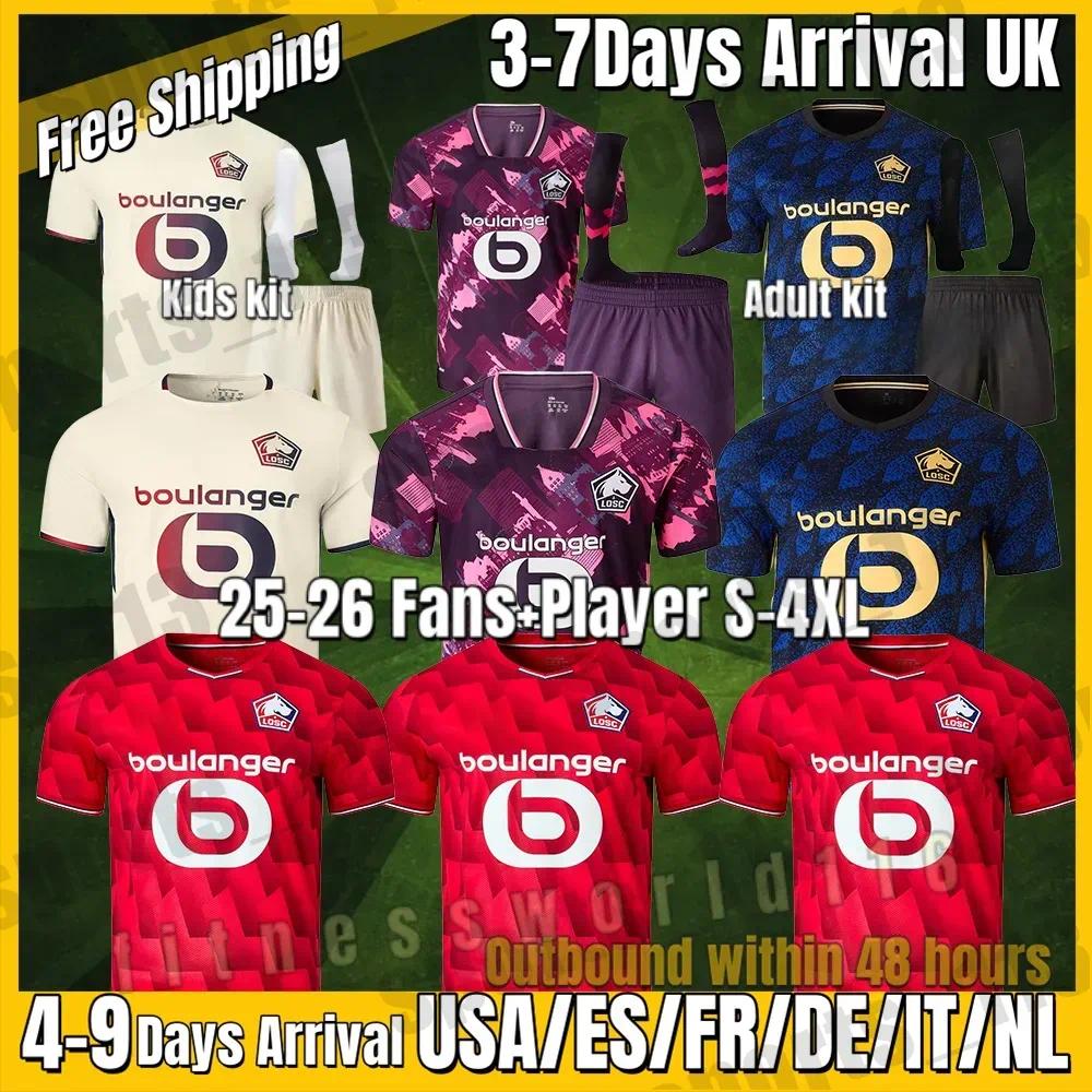 25 26 Lille soccer jerseys JDAVID LOSC Angel ZHEGROVA Football Shirt 80TH Lille anniversary HARALDSSON ANGEL DIAKITE YAZICI Fourth Maillot Men Kids Kit S-4XL