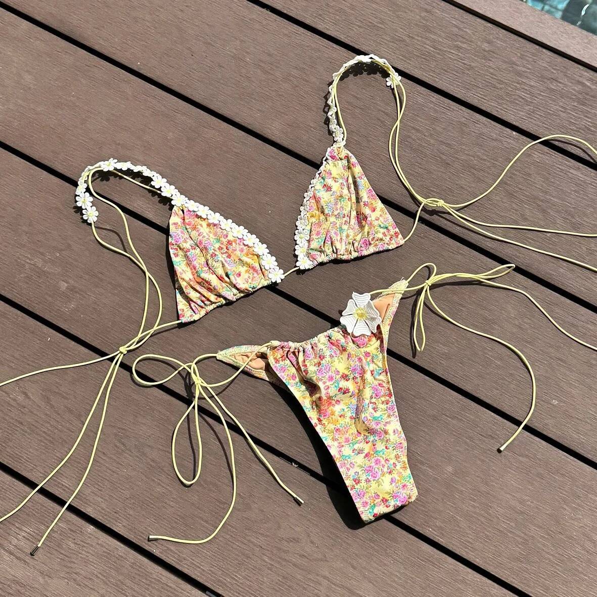 2025 Sexy Bikini Set Women Swimsuit Push Up Swimwear Female Bandeau Biquini Halter Bathing Suit Floral Print Bodysuit Beachwea dongdumaoyi - view 7
