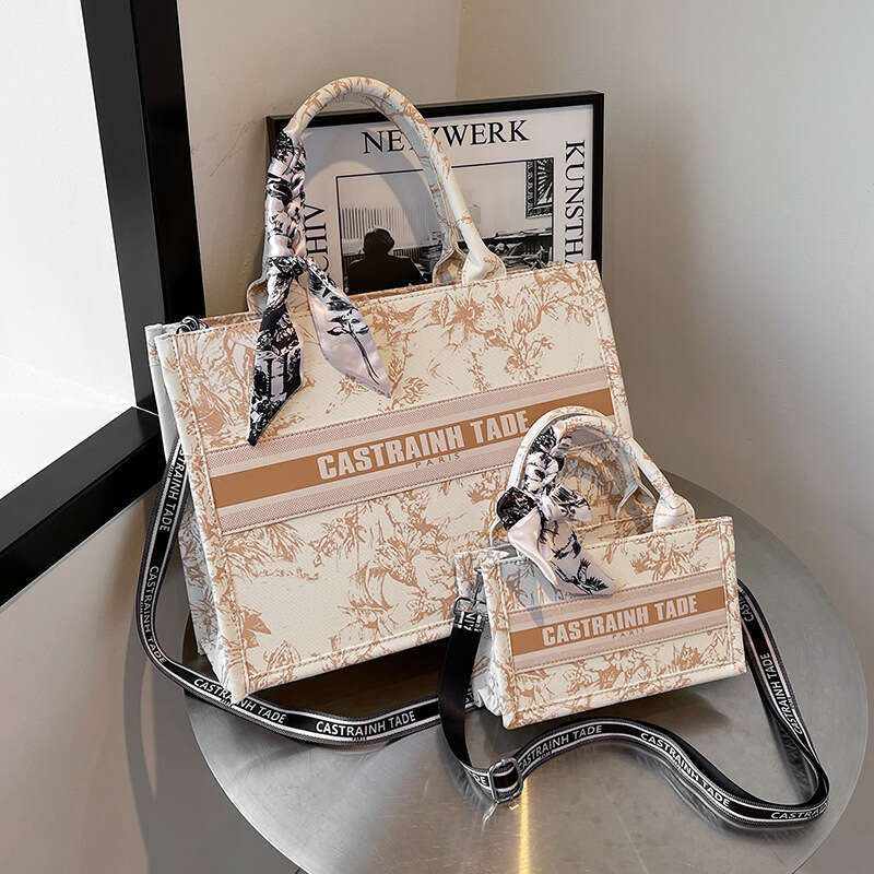 Cross-Border Foreign Trade Handheld Tote for Women New Letter Print Single Shoulder Large Stylish Versatile Casual Crossbody Bag
