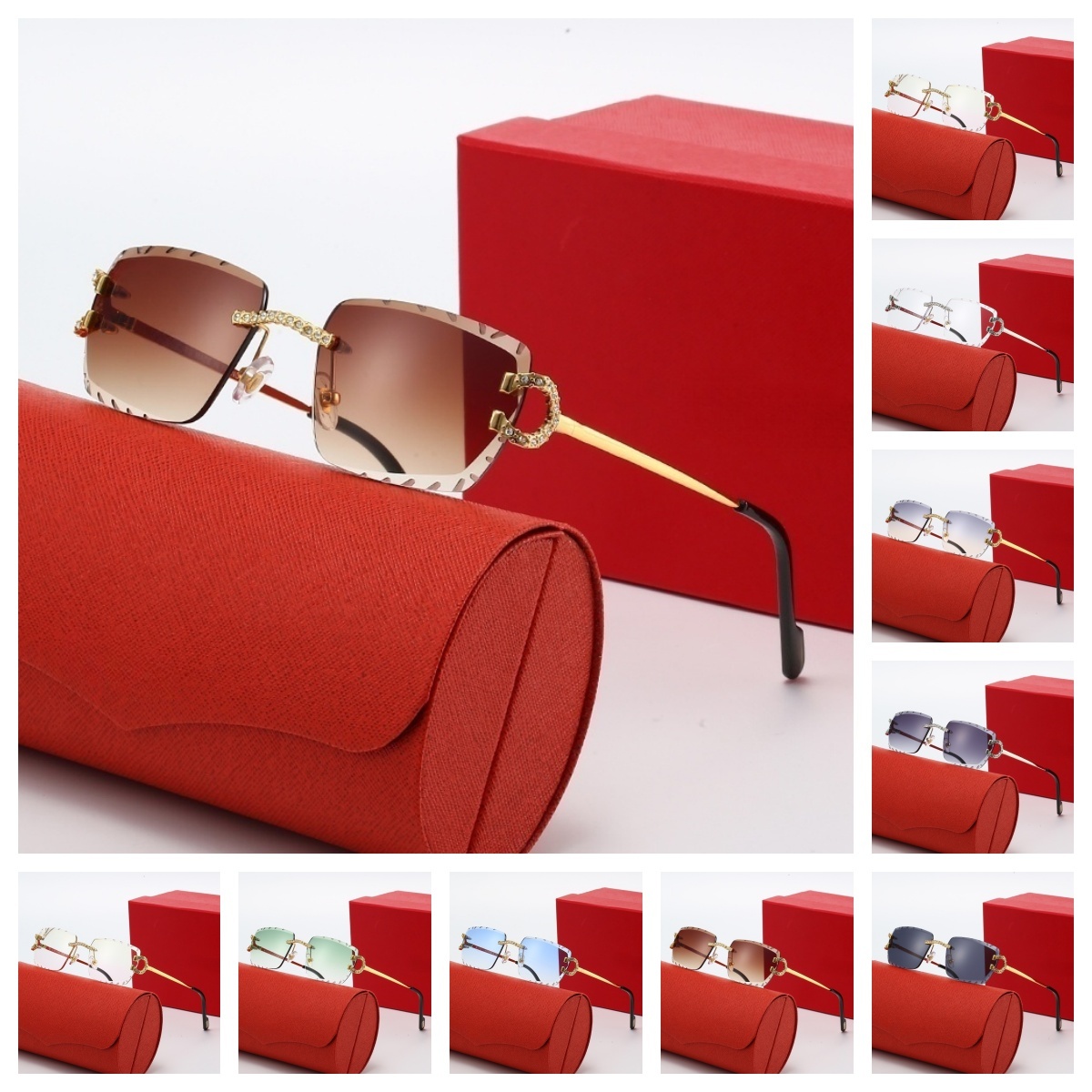 Luxury Jewelry Sunglasses for Women with Diamond Rhinestone Frame Gradient Lenses Metal Glasses Designer Unisex Jewelry like Design Men Sun Glasses