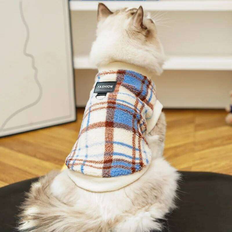 Fashion Fleece Warm Soft Dog Clothes Cute Plaid Puppy Sweater Winter Cat Pullovers Pet Hoodies Poodle Bichon Outfits XJ251225