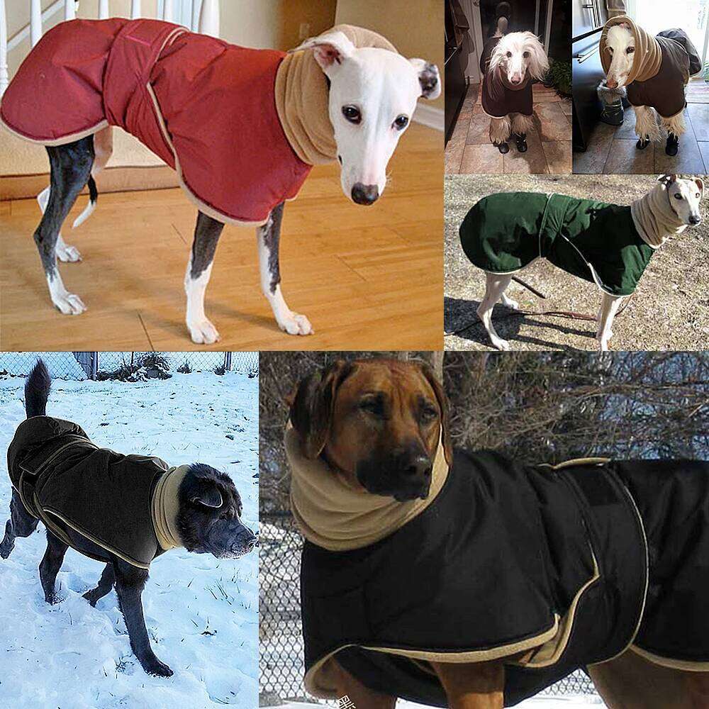 Winter Warm Clothes Waterproof Thick Jacket Clothing Red Black Dog Coat with Leash Hole for Medium Large Dogs Greyhound XJ251225