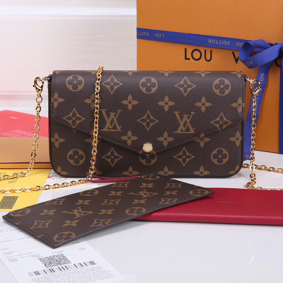 louis vittonn bag designer bag louis vuittion bag shoulder bag vintage envelope bag vintage flower three in one chain bag women's versatile single shoulder crossbody