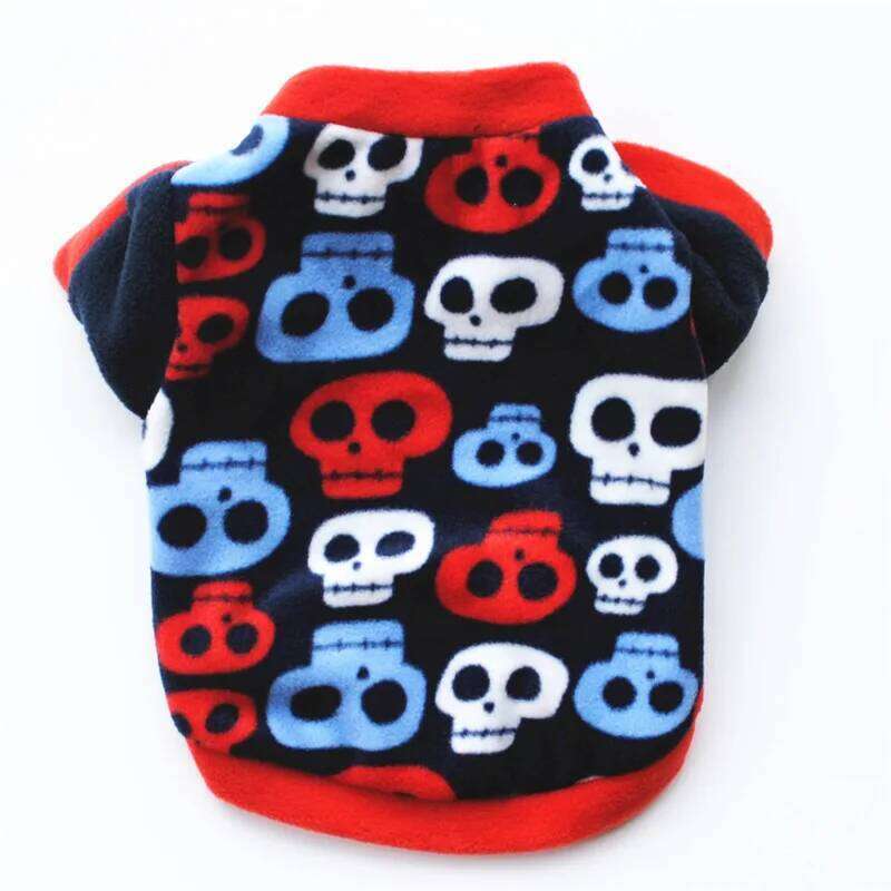 Warm Fleece Clothes Cute Skull Printed Pet Coat Puppy Dogs Shirt Jacket French Bulldog Pullover Camouflage Dog Clothing XJ251225