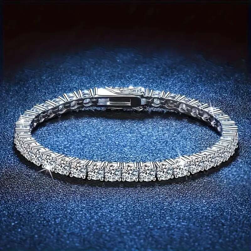 Popular Bracelet Unisex Accessories S925 Plated Full Diamond Super Shiny Tennis Chain Design European And American Trendy Jewelry