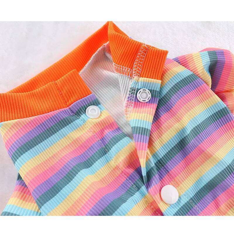 Strips Cardigan Dog Button Jumpsuit Pajamas For Small Medium Dogs Four Leg Clothes Pet Bodysuit Onesie Puppy Hoodie Pant XJ251225