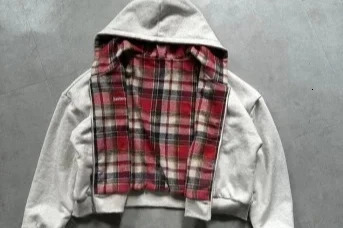 Fall 2025 Fashion Street Doublesided Plaid Long Sleeve Hoodie Y2K Harajuku Hip Hop Simple Korean Loose Retro Zipper Jacket 260107