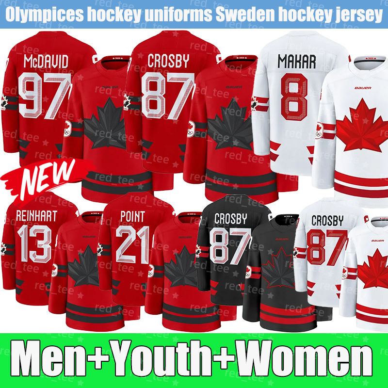 #87 Sidney Crosby team Canada hockey jersey Canada Olympices Hockey Jerseys Connors McDavid Nathan MacKinnon Mitch Marner Macklin Celebrini Adin Hill jerseys