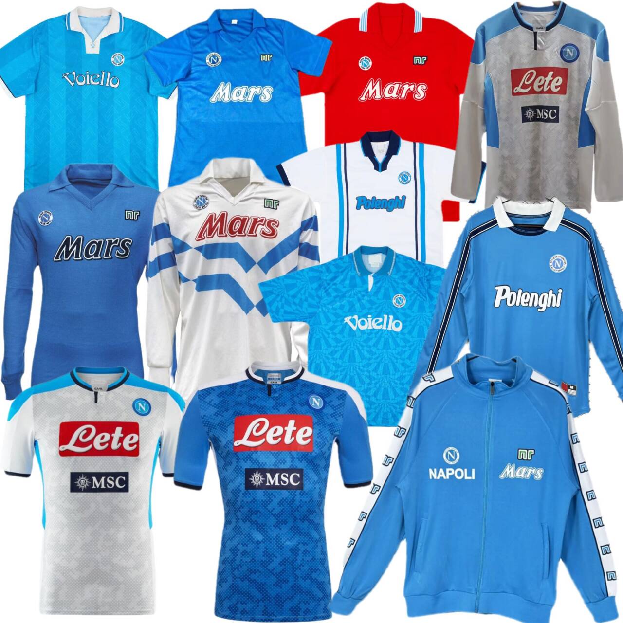 Classic SSC Napoli football jersey 86 87 88 89 90 91 92 93 94 MARADONA 1986 1987 1988 1989 1991 1992 1993 1994 2013 2014 HAMSIK L.INSIGNE HIGUAIN retro jersey