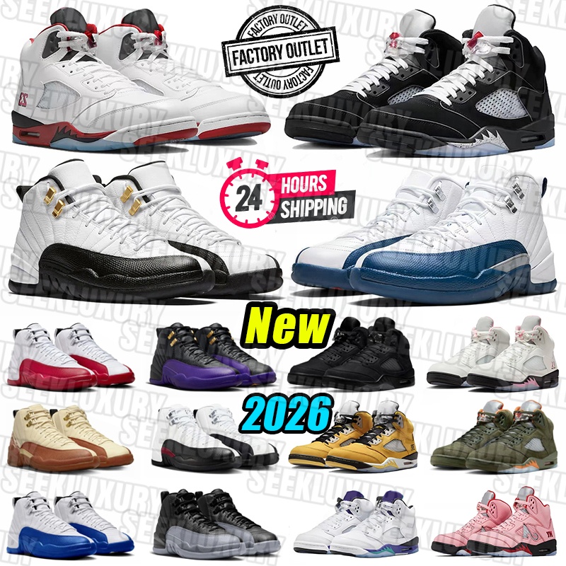 New 5 12 Designer Basketball Shoes 12s 5s French Blue Taxi Mens Sneakers Leather rubber pink Fire Red Black Tongue Metallic Reimagined 2026 Outdoor Sports Trainers