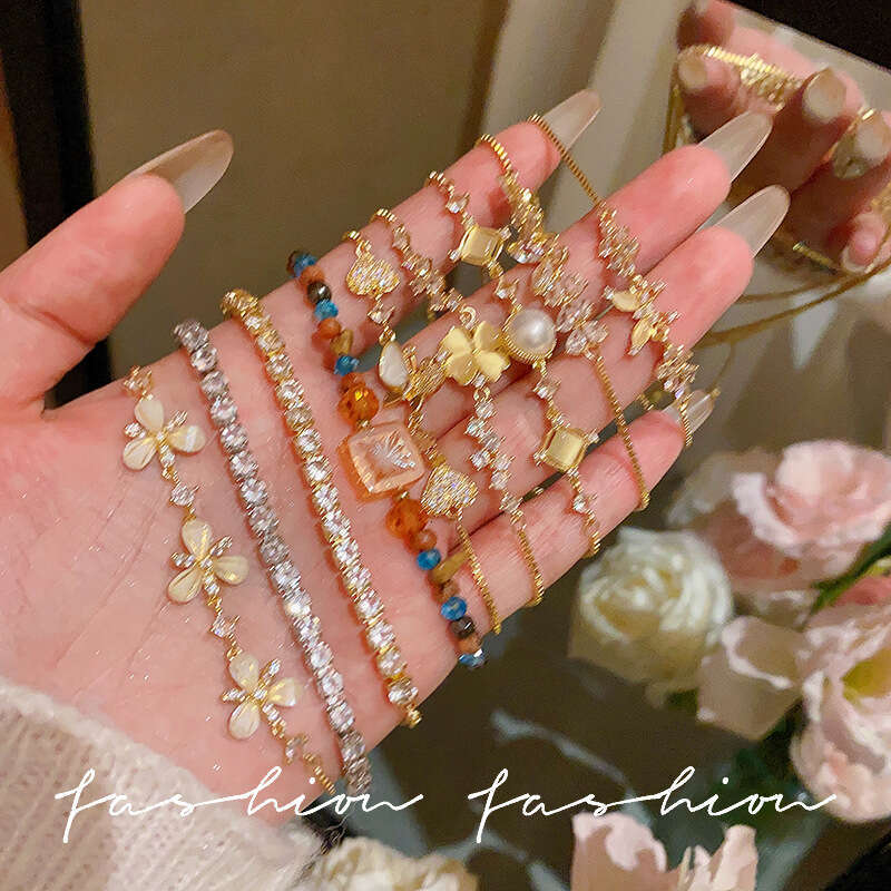 Super Fairy Micro Inlaid Zircon Bow Bracelet For Women, High-End Luxury Crystal Bracelet, Popular Exquisite Pull-Out Jewelry