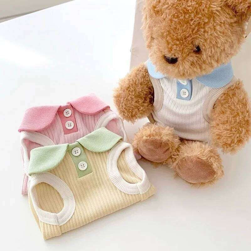 Summer Polo Breathable Fashion Puppy Vest Cute Solid Cat Shirt Soft Pet Costumes Chihuahua Dog Clothes XJ251225