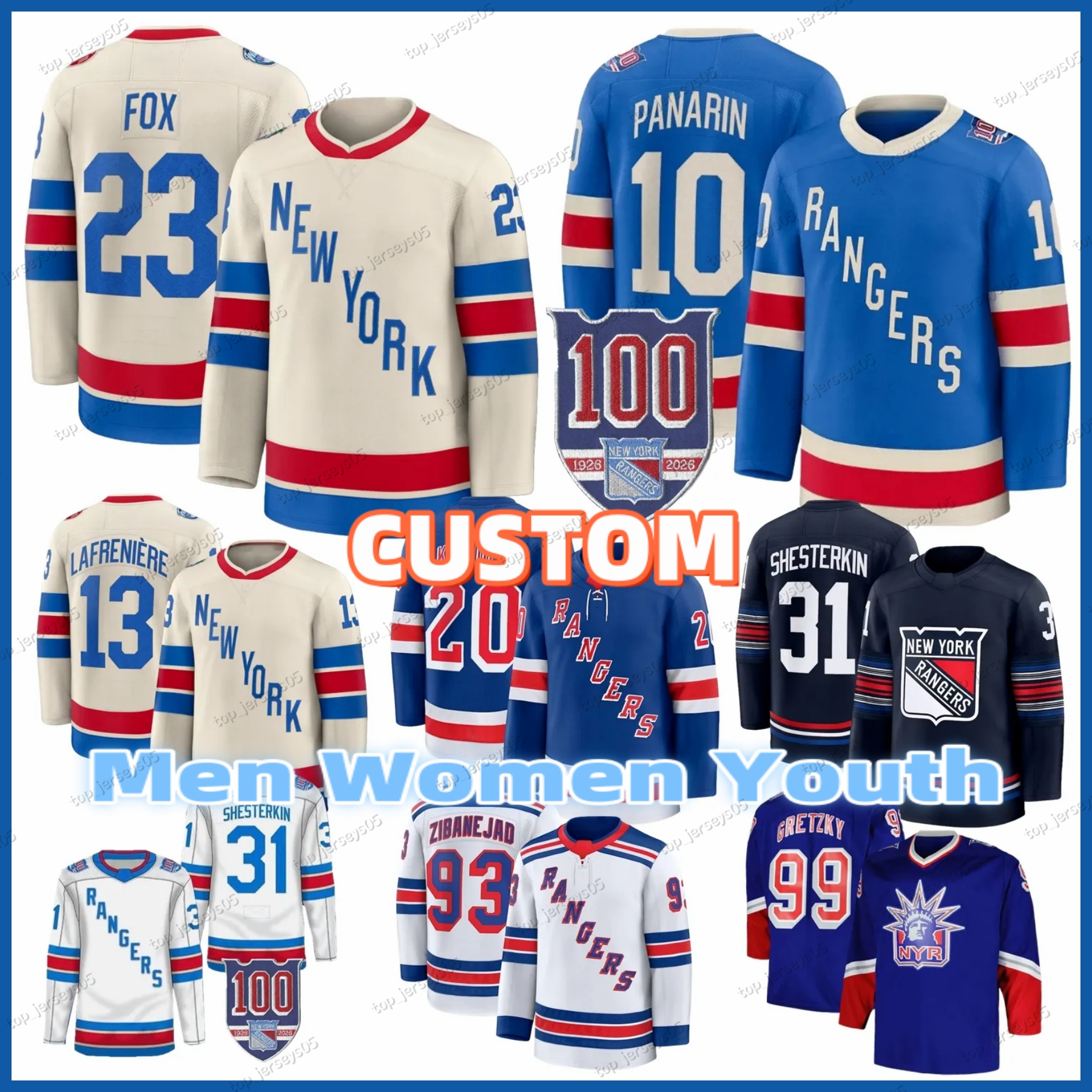 10 Artemi Panarin NY Ranger hockey jersey 8 JT Miller Adam Fox Igor Zibanejadd Vincent Trocheck Alexis Lafreniere Matt Rempe Borgen Cuylle Shesterkin Mika